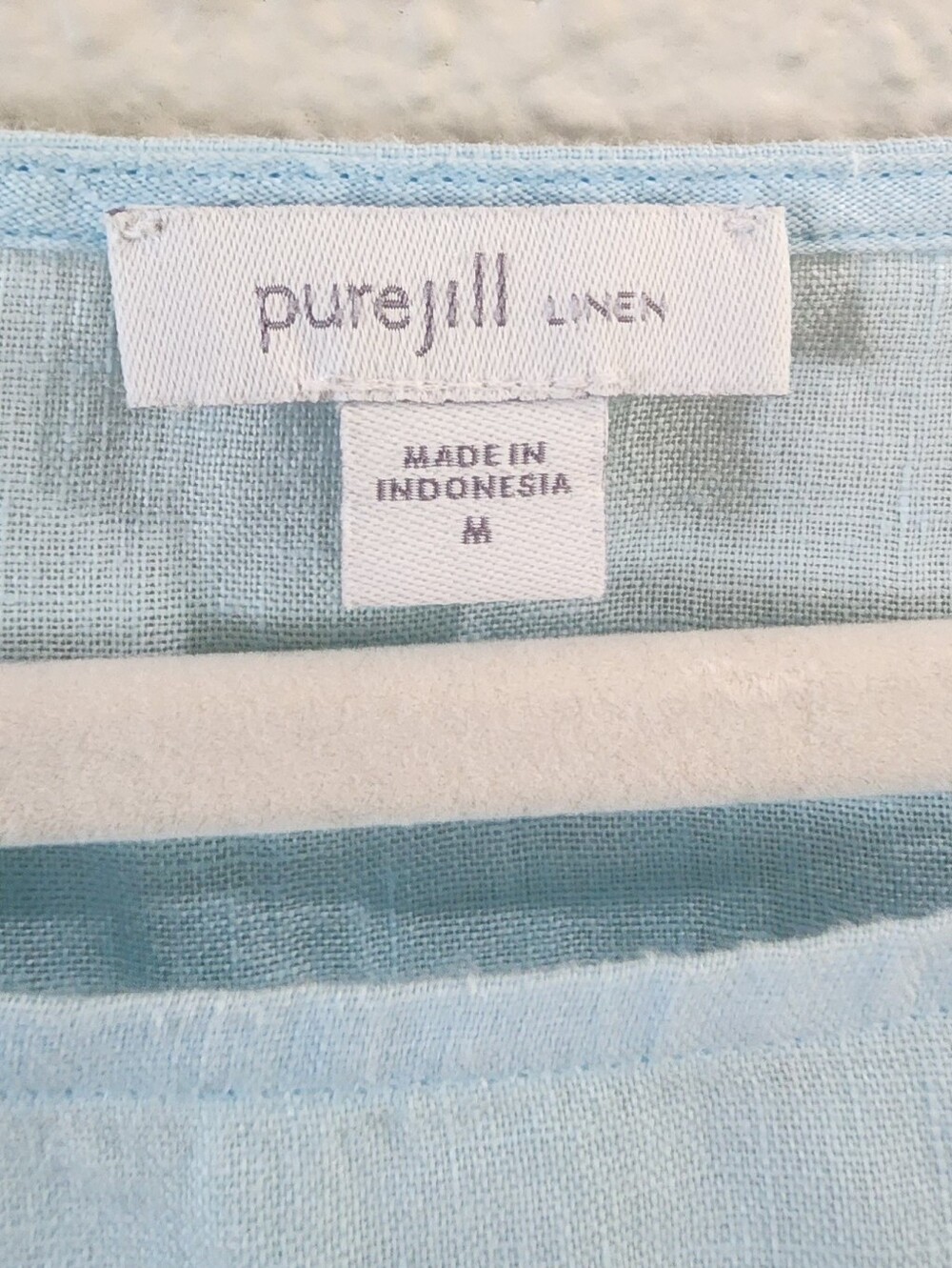 Pure Jill 100% Linen Short-Sleeve Tunic Top Light Aqua Medium - Picture 2 of 6
